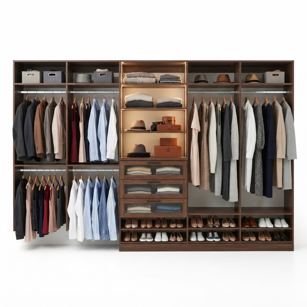 Cascade Walk-In Closet Organizer 96" in Dark Walnut