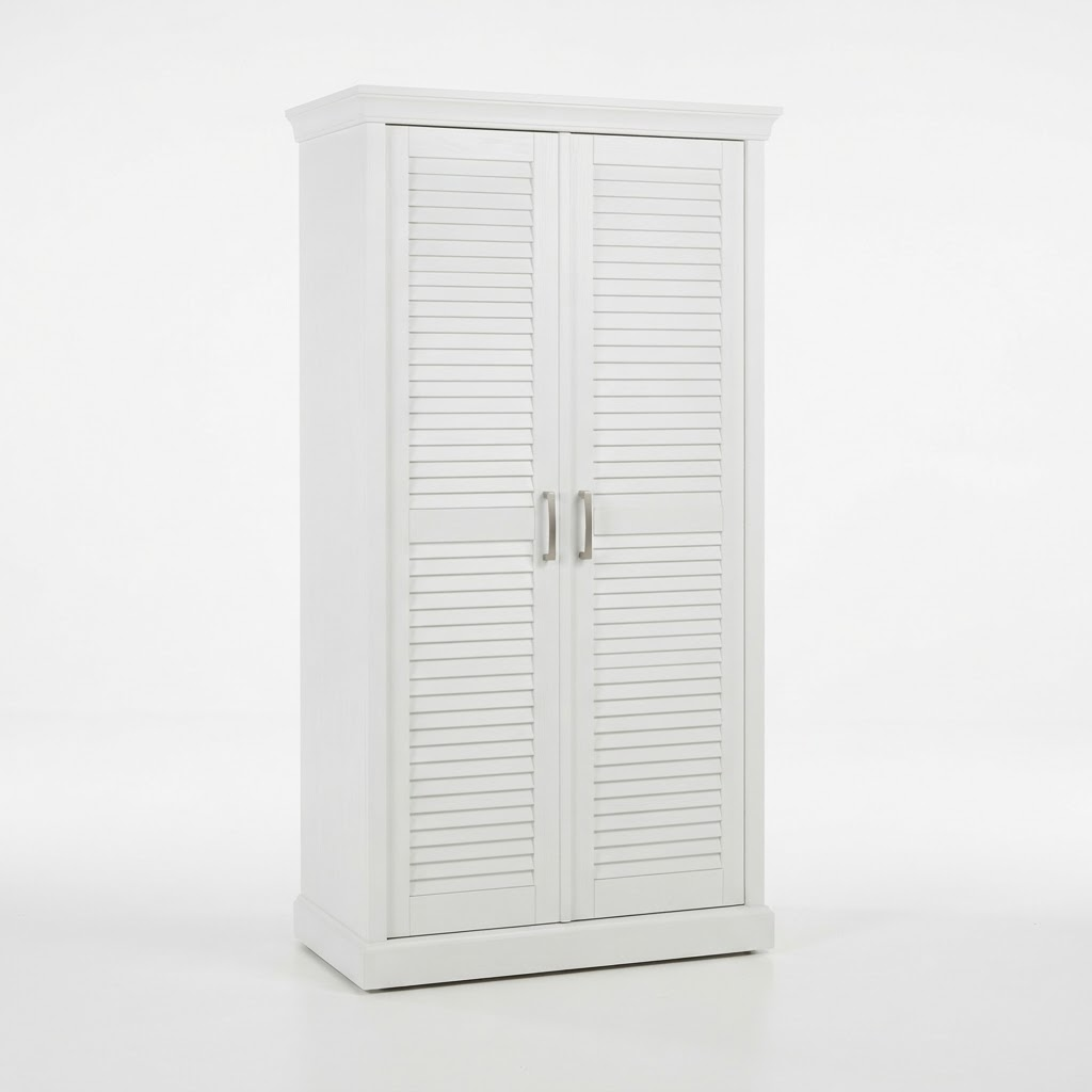 Serene Louvered Door Wardrobe in White