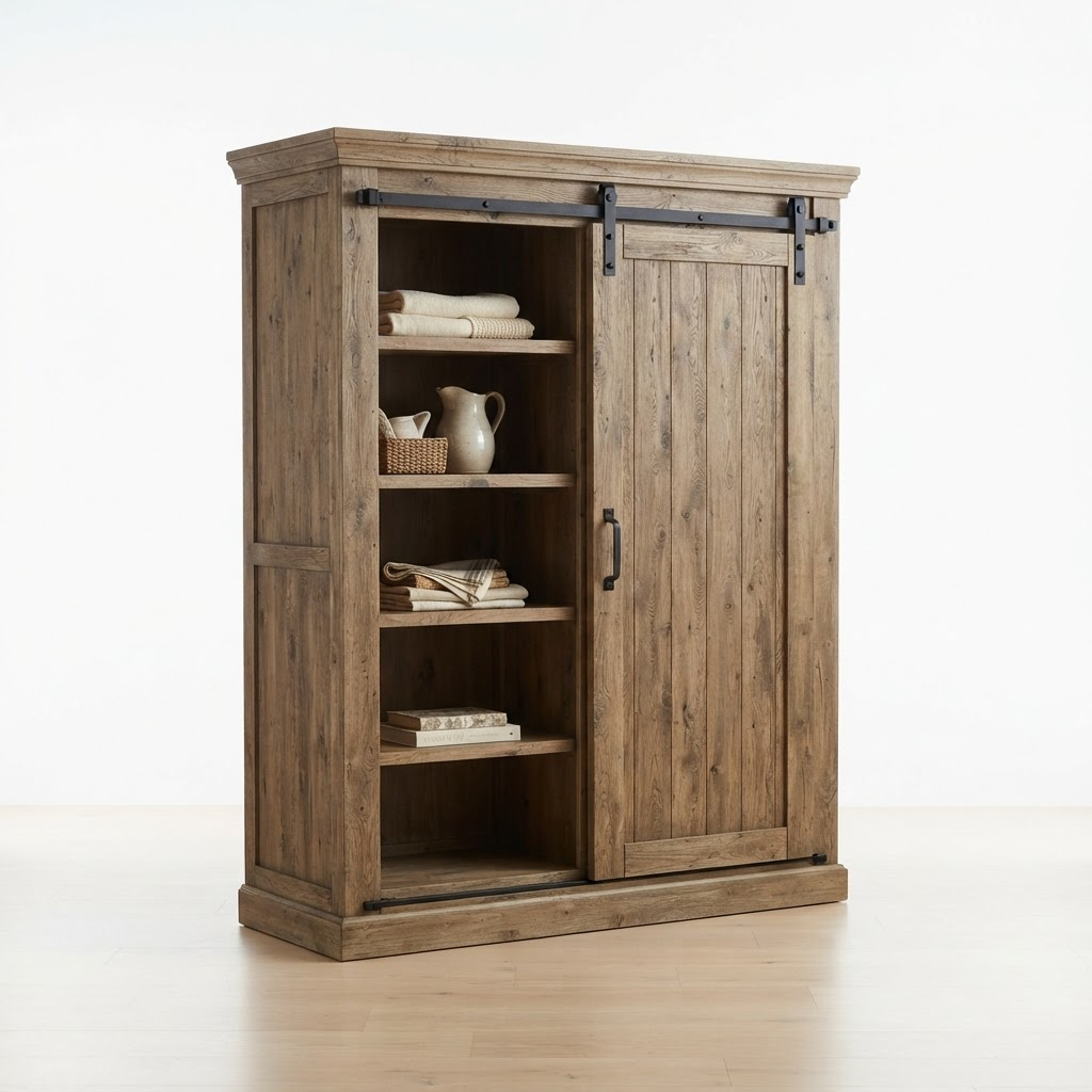 Terra Farmhouse Barn-Door Wardrobe in Rustic Oak
